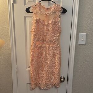 Elegant Lace Sleeveless Dress in Peach